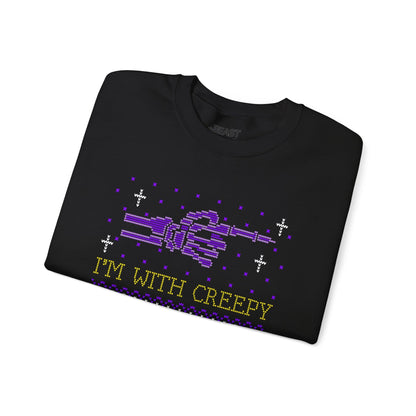 I’m With Creepy Funny Halloween Sweatshirt gift_idea unique_gift personalised_gift