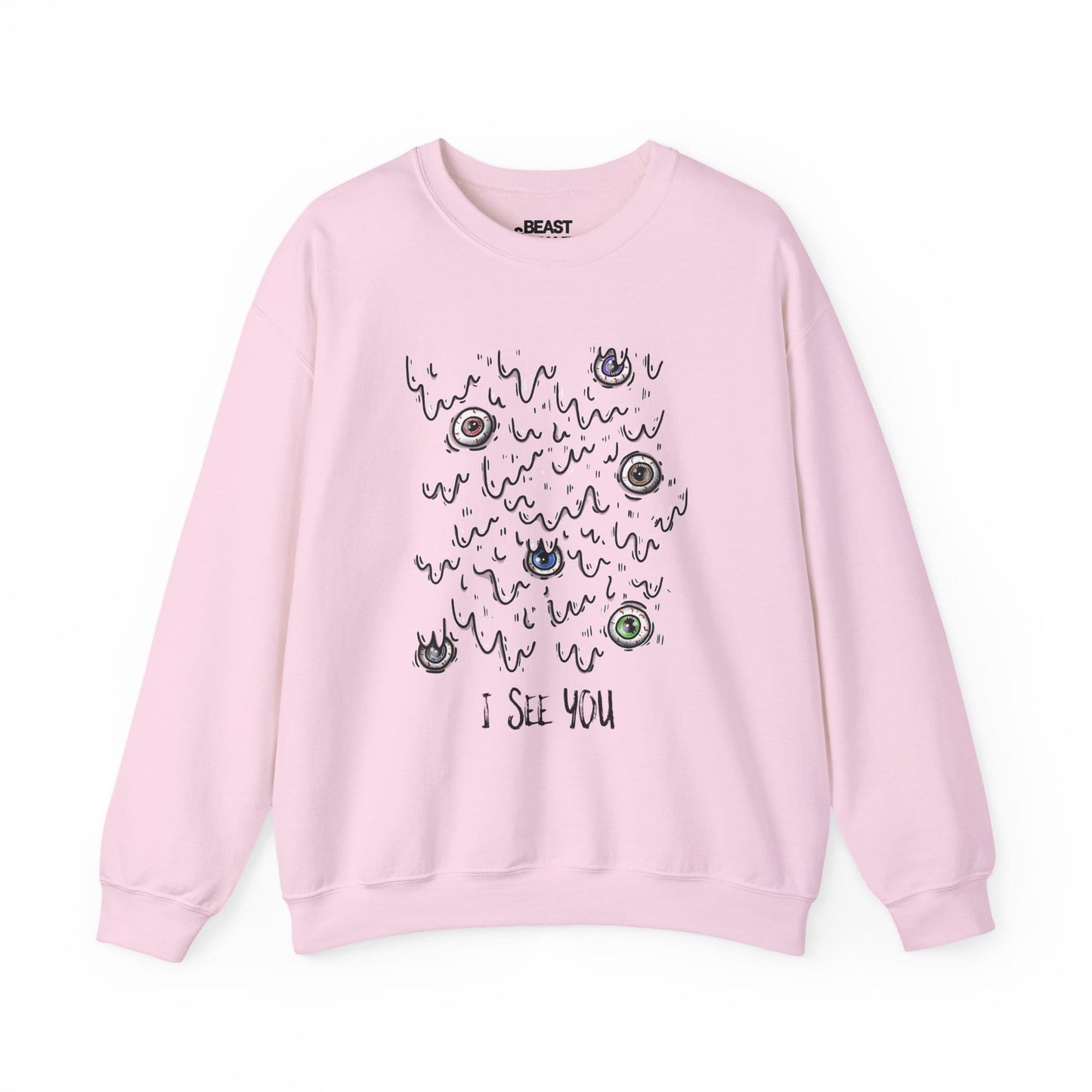 I See You Creepy Eyeball Halloween Sweatshirt Light Pink / S gift_idea unique_gift personalised_gift