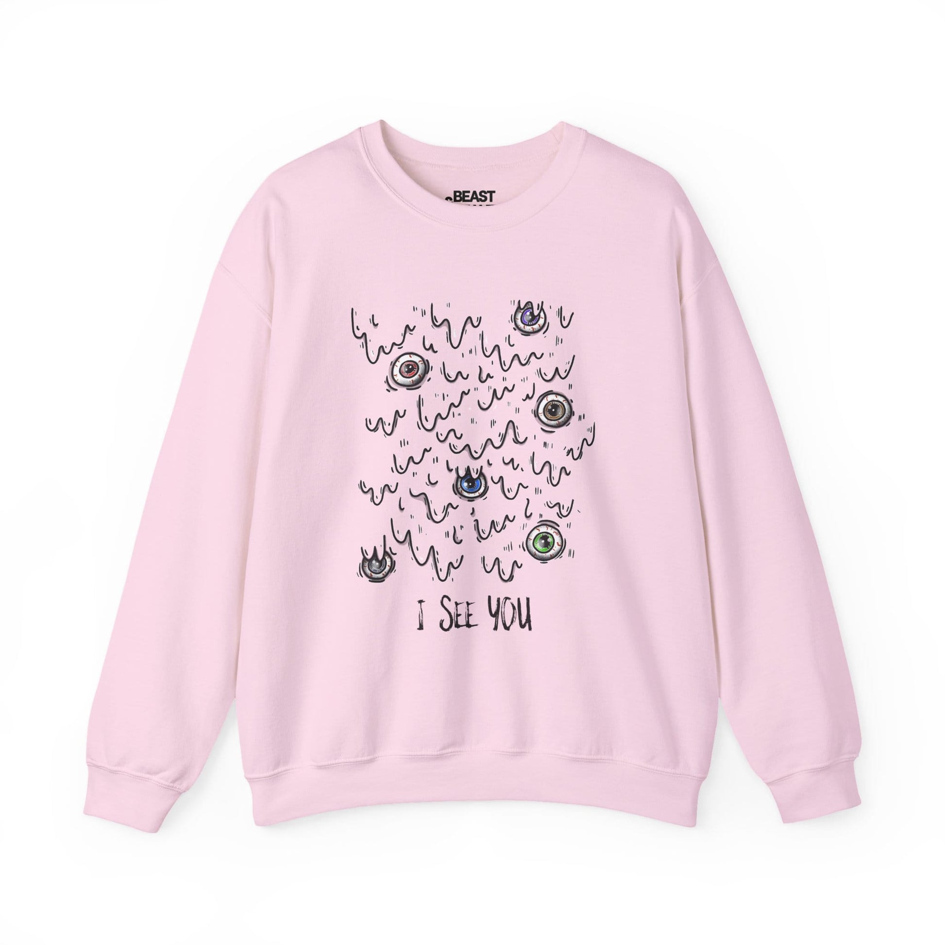 I See You Creepy Eyeball Halloween Sweatshirt Light Pink / S gift_idea unique_gift personalised_gift
