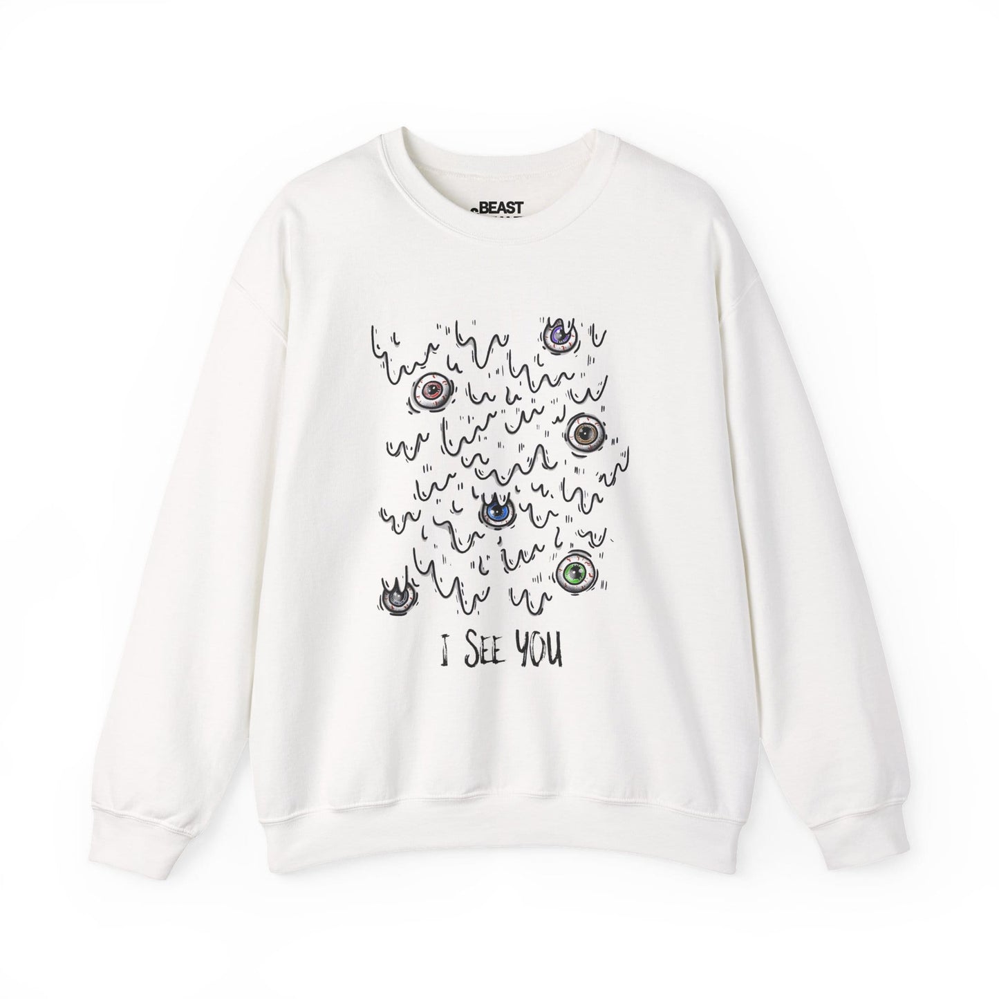 I See You Creepy Eyeball Halloween Sweatshirt White / S gift_idea unique_gift personalised_gift