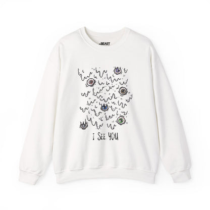 I See You Creepy Eyeball Halloween Sweatshirt White / S gift_idea unique_gift personalised_gift