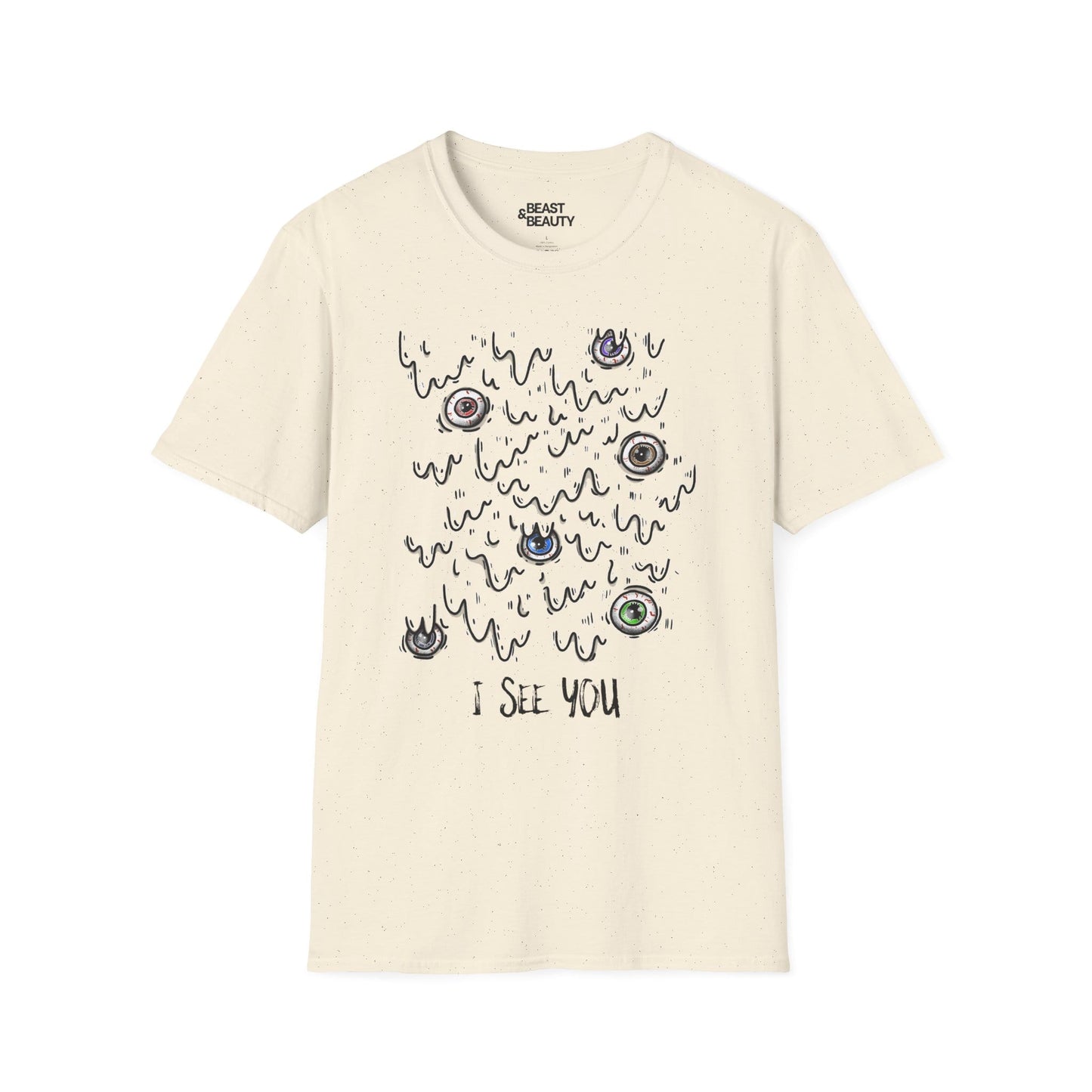 I See You Creepy Eyes Halloween T-Shirt Natural / M gift_idea unique_gift personalised_gift