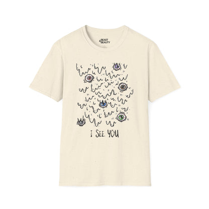 I See You Creepy Eyes Halloween T-Shirt Natural / M gift_idea unique_gift personalised_gift