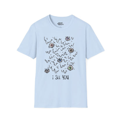 I See You Creepy Eyes Halloween T-Shirt Light Blue / S gift_idea unique_gift personalised_gift