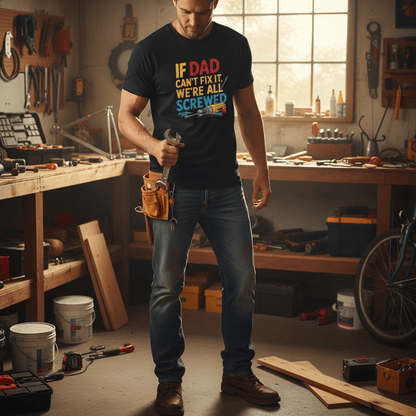 If Dad Can’t Fix It We’re All Screwed T-Shirt gift_idea unique_gift personalised_gift