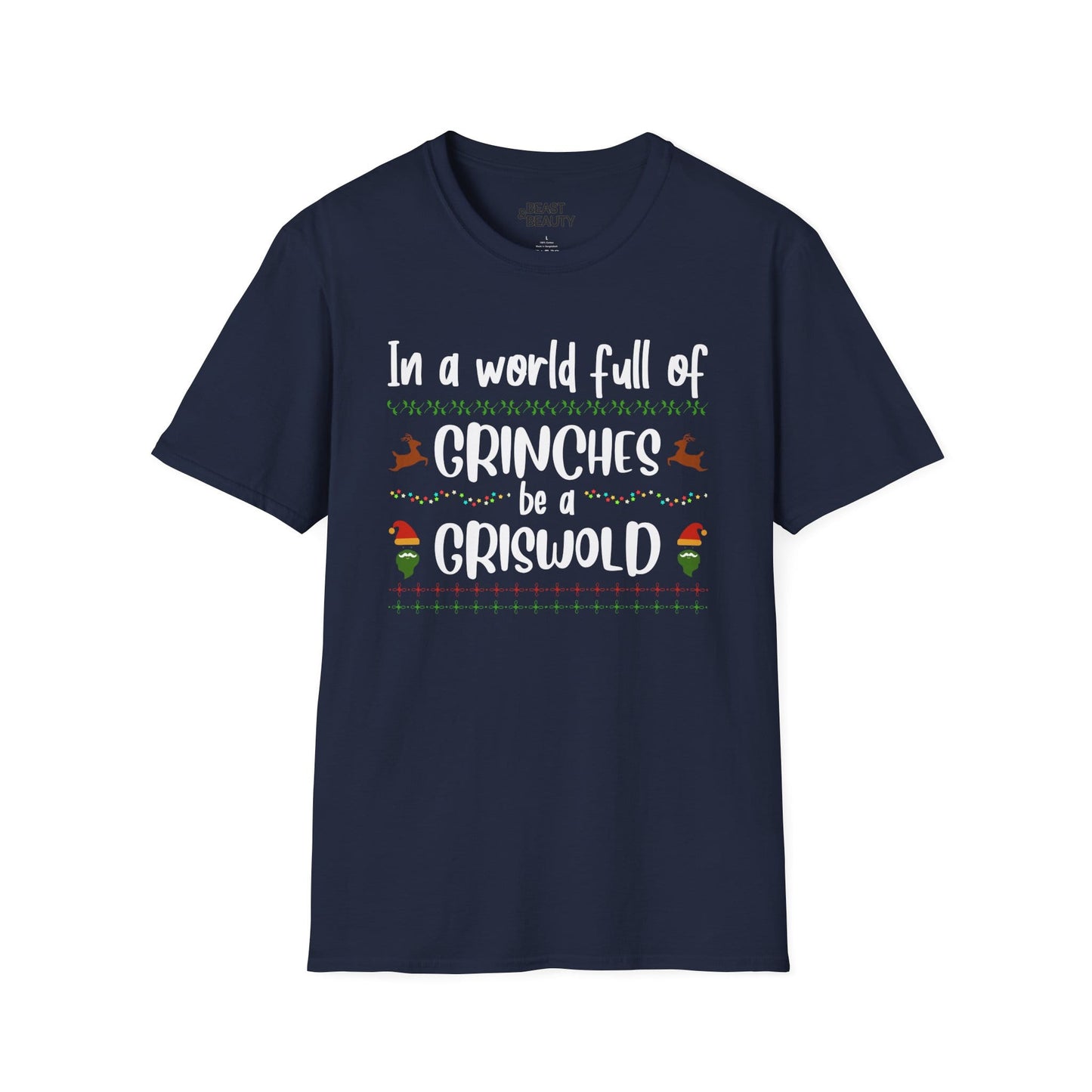 in a world full of grinches be a griswold t-shirt navy t-shirt uk Christmas gift idea