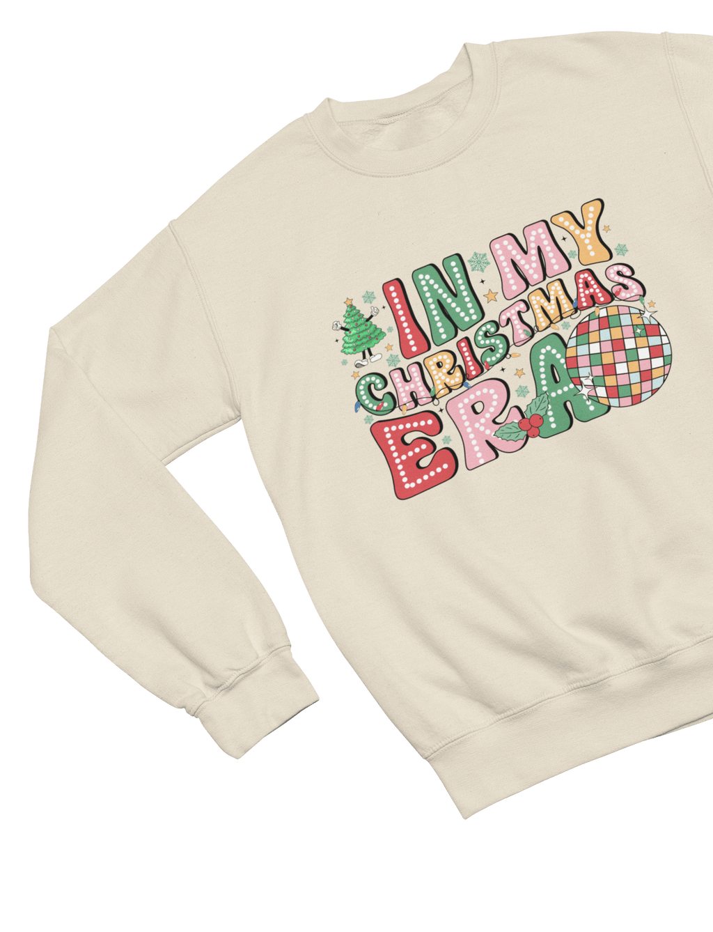 Beast and Beauty Sweatshirt / 3XL (Adult) / Beige In My Christmas Era Sweatshirt – Festive Disco Holiday Jumper