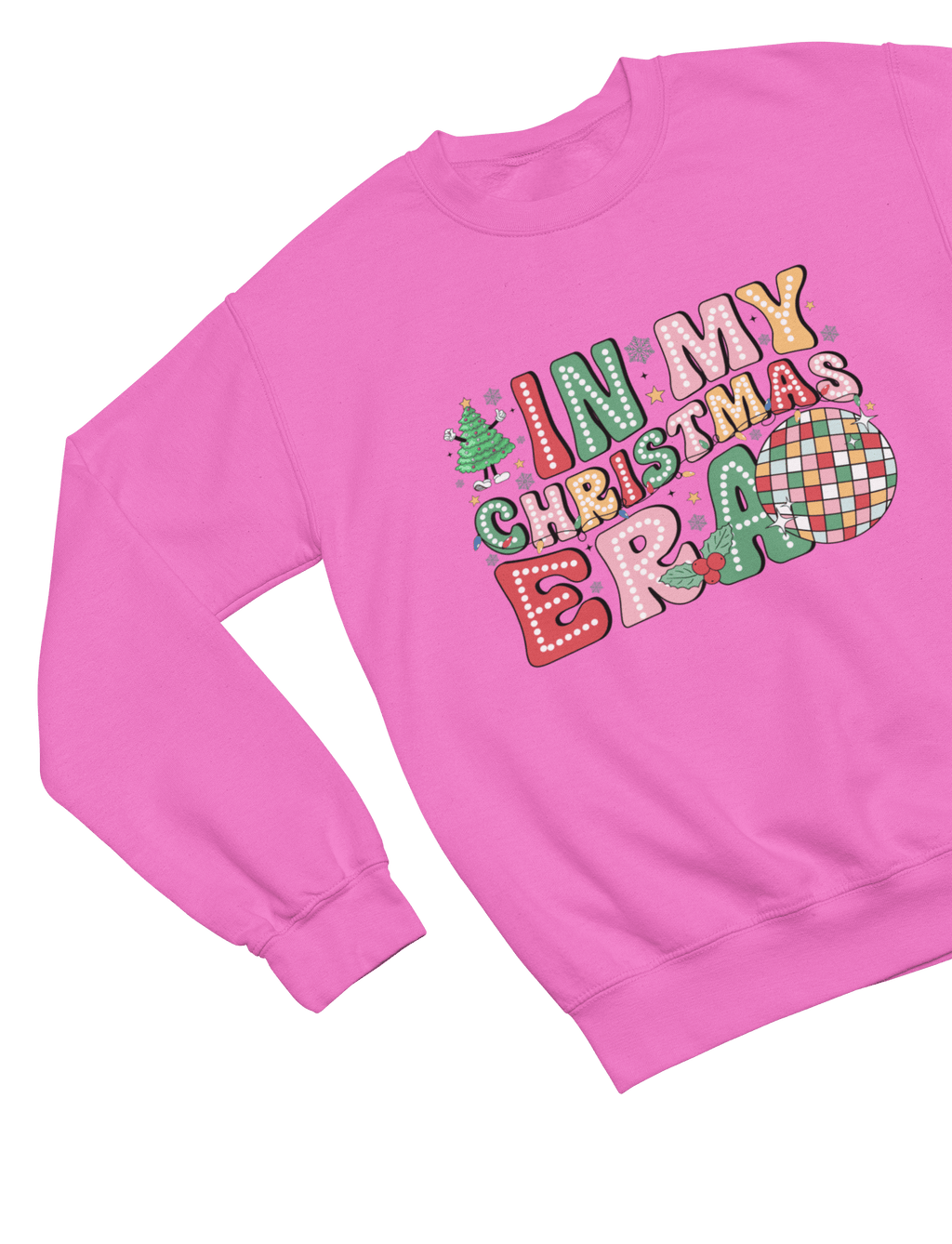 Beast and Beauty Sweatshirt / 3XL (Adult) / Pink In My Christmas Era Sweatshirt – Festive Disco Holiday Jumper