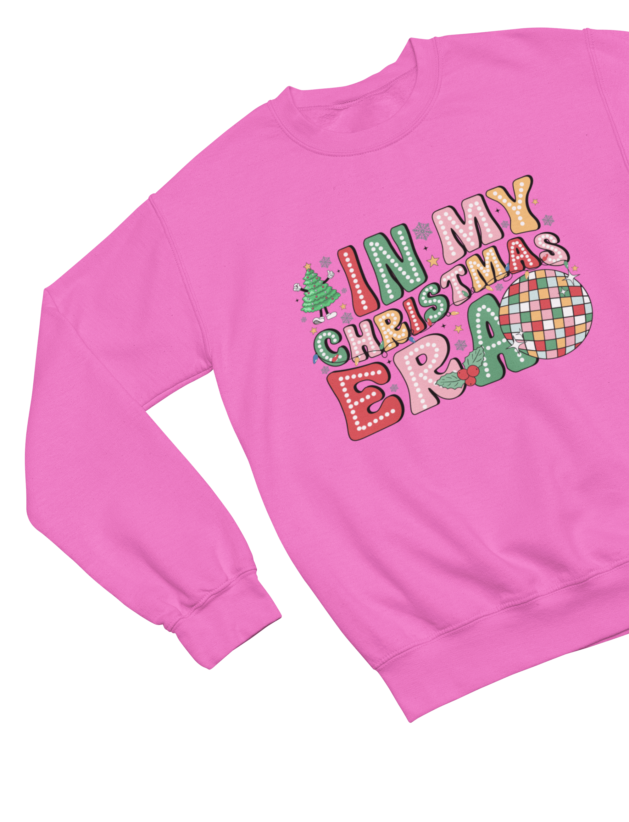 Beast and Beauty Sweatshirt / 3XL (Adult) / Pink In My Christmas Era Sweatshirt – Festive Disco Holiday Jumper