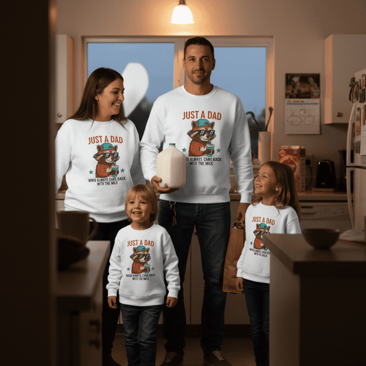 Just a Dad Who Came Back With the Milk Sweatshirt | Cool Raccoon Dad Gift | Sizes S-5XL gift_idea unique_gift personalised_gift