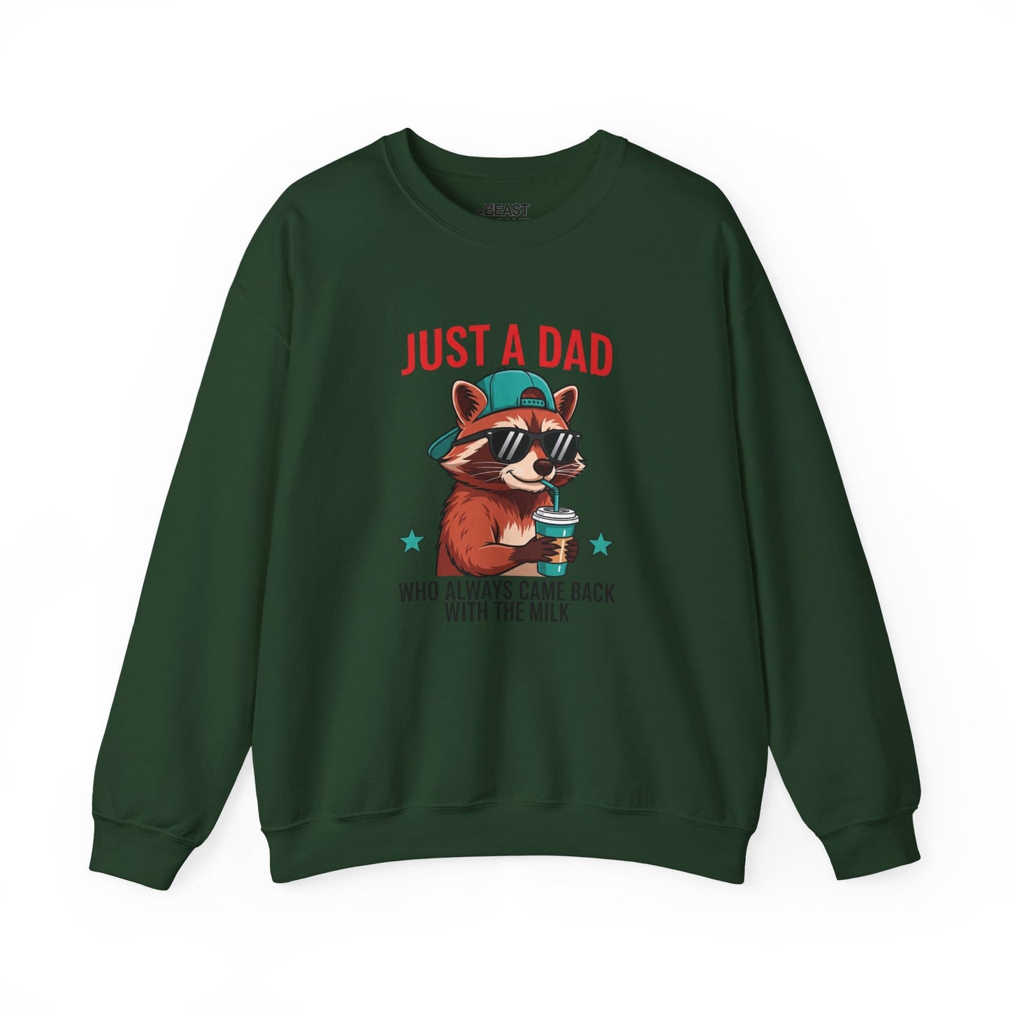 just a dad who came back with the milk sweatshirt cool raccoon dad gift sizes s-5xl forest green sweatshirt uk Christmas