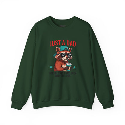 just a dad who came back with the milk sweatshirt cool raccoon dad gift sizes s-5xl forest green sweatshirt uk Christmas