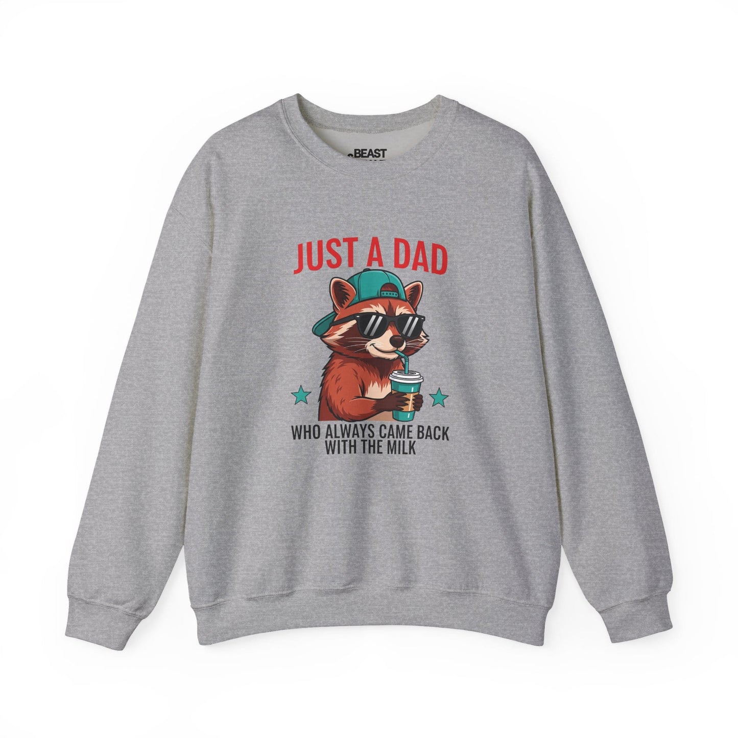 just a dad who came back with the milk sweatshirt cool raccoon dad gift sizes s-5xl sport grey sweatshirt uk Christmas gift