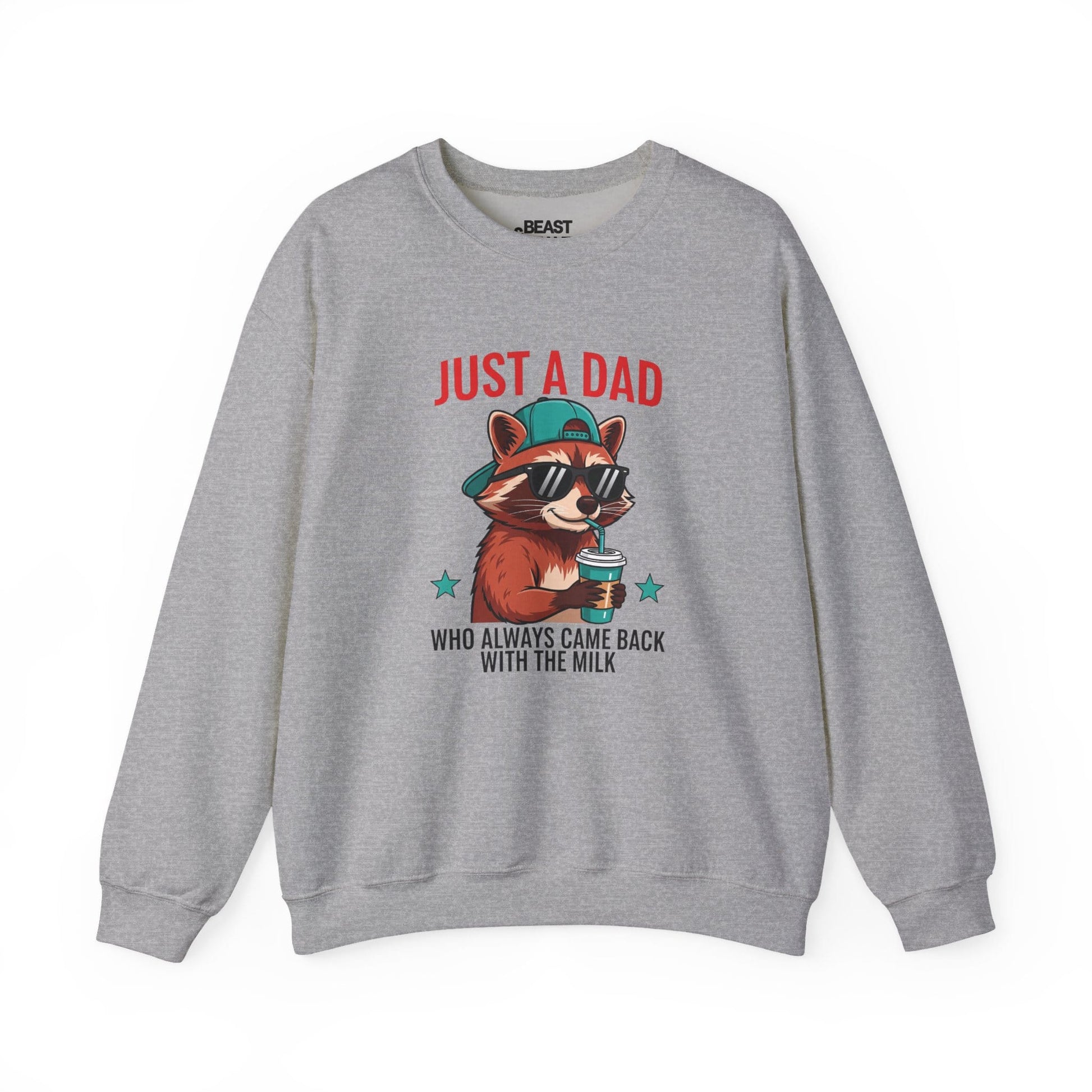 just a dad who came back with the milk sweatshirt cool raccoon dad gift sizes s-5xl sport grey sweatshirt uk Christmas gift