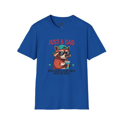 just a dad who came back with the milk t-shirt cool raccoon dad tee sizes s-3xl royal t-shirt uk Christmas gift idea