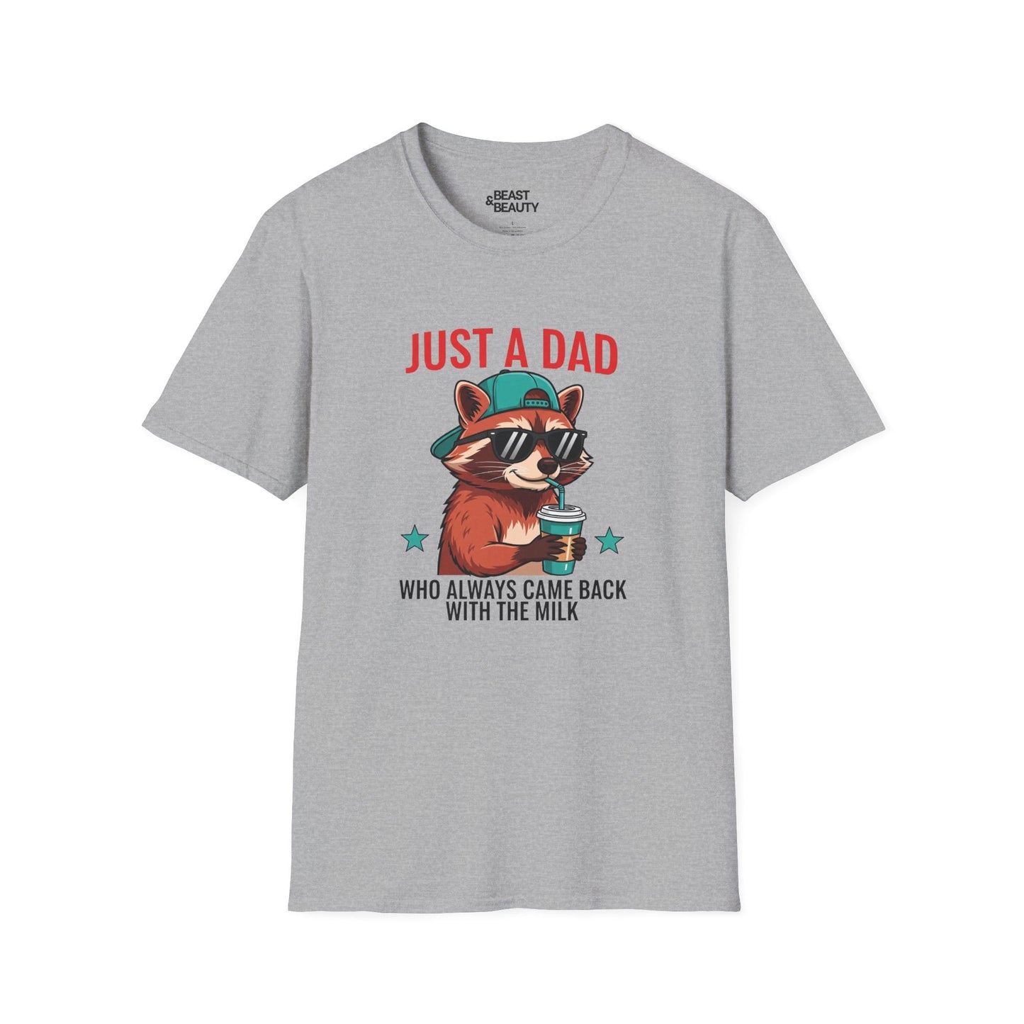 just a dad who came back with the milk t-shirt cool raccoon dad tee sizes s-3xl sport grey t-shirt uk Christmas gift idea