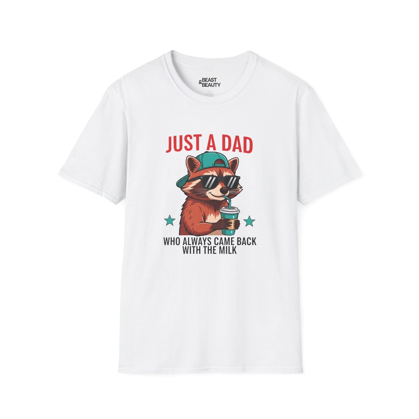 just a dad who came back with the milk t-shirt cool raccoon dad tee sizes s-3xl white t-shirt uk Christmas gift idea