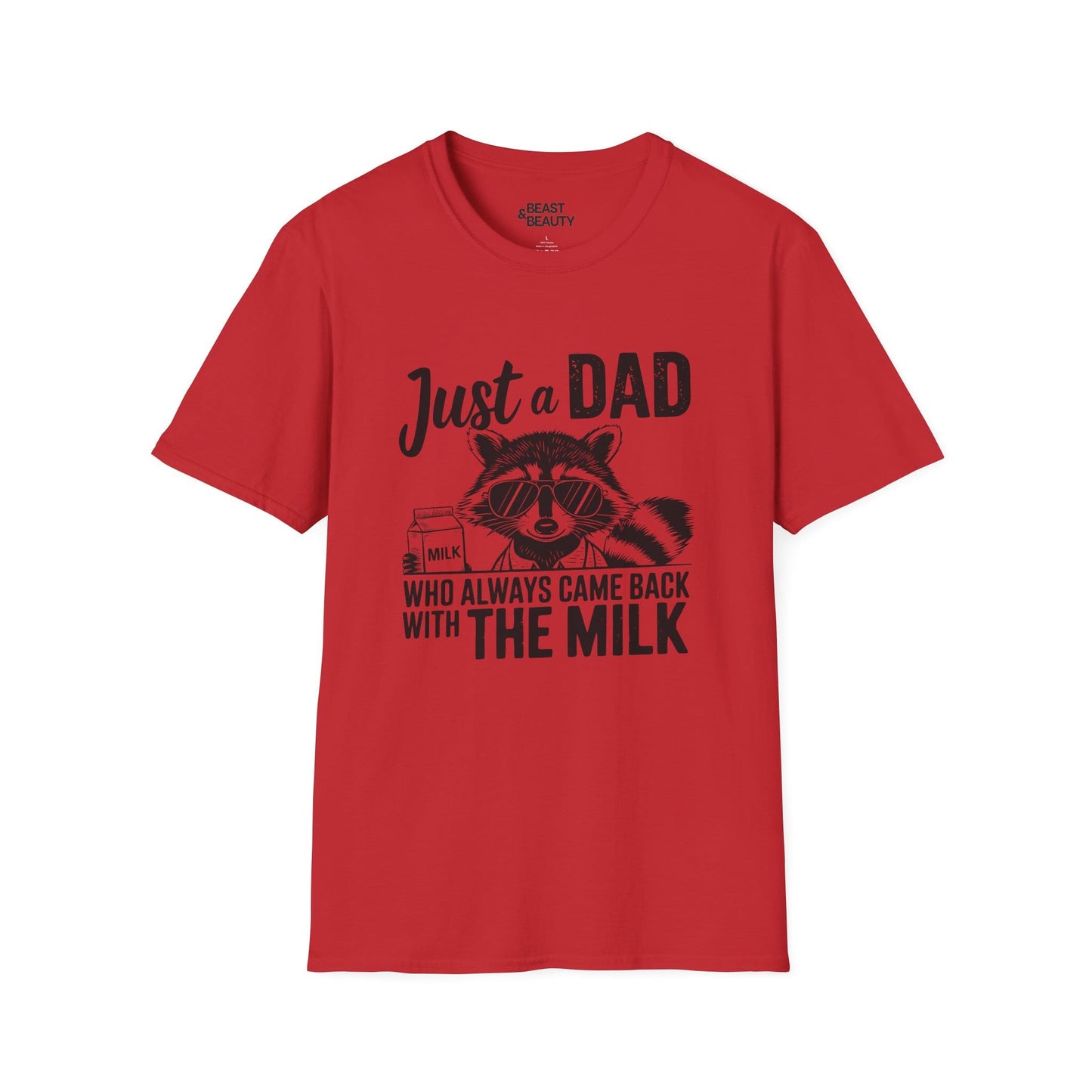 just a dad who came back with the milk t-shirt funny dad gift tee sizes s-3xl red t-shirt uk Christmas gift idea