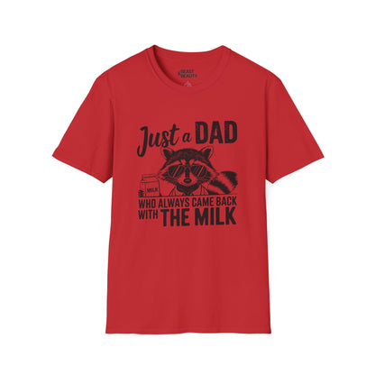 just a dad who came back with the milk t-shirt funny dad gift tee sizes s-3xl red t-shirt uk Christmas gift idea