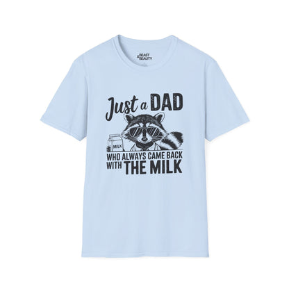 just a dad who came back with the milk t-shirt funny dad gift tee sizes s-3xl light blue t-shirt uk Christmas gift idea