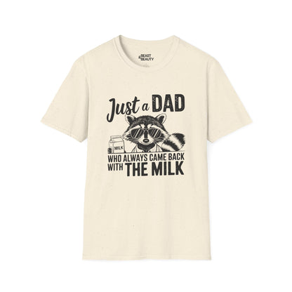 just a dad who came back with the milk t-shirt funny dad gift tee sizes s-3xl natural t-shirt uk Christmas gift idea