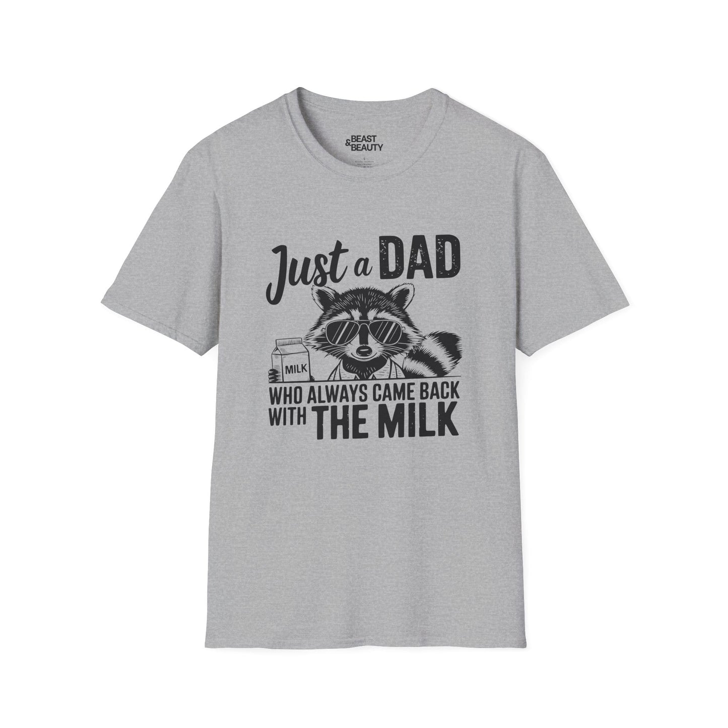 just a dad who came back with the milk t-shirt funny dad gift tee sizes s-3xl sport grey t-shirt uk Christmas gift idea