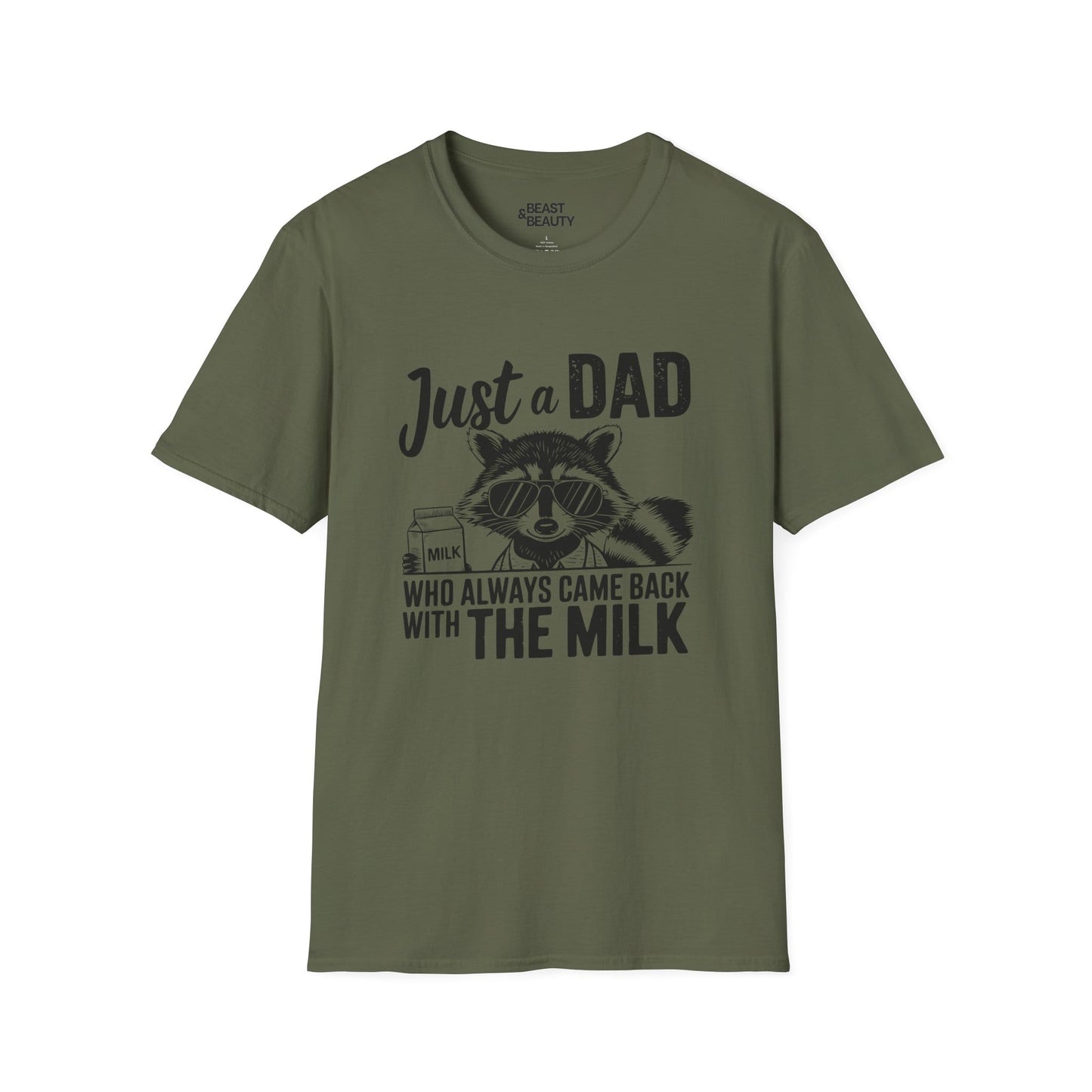 just a dad who came back with the milk t-shirt funny dad gift tee sizes s-3xl military green t-shirt uk Christmas gift idea