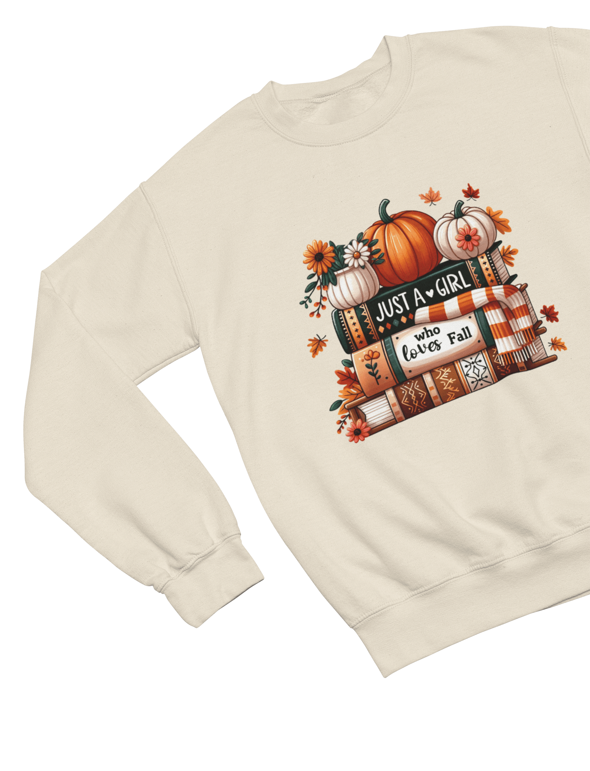 Just a Girl Who Loves Fall Sweatshirt | Cozy Autumn Jumper Sweatshirt / S (Adult) / Beige gift_idea unique_gift personalised_gift