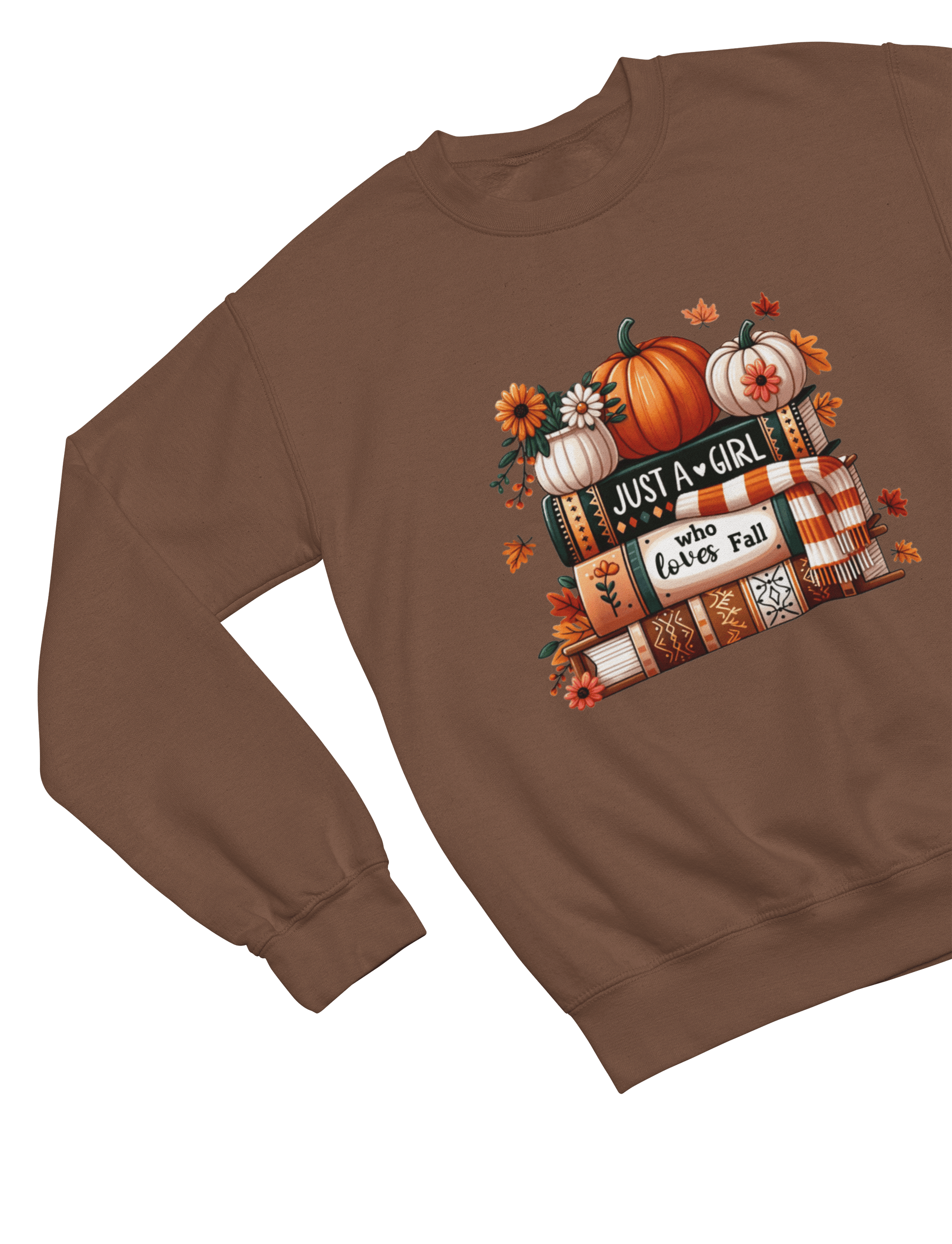 Just a Girl Who Loves Fall Sweatshirt | Cozy Autumn Jumper Sweatshirt / S (Adult) / Brown gift_idea unique_gift personalised_gift