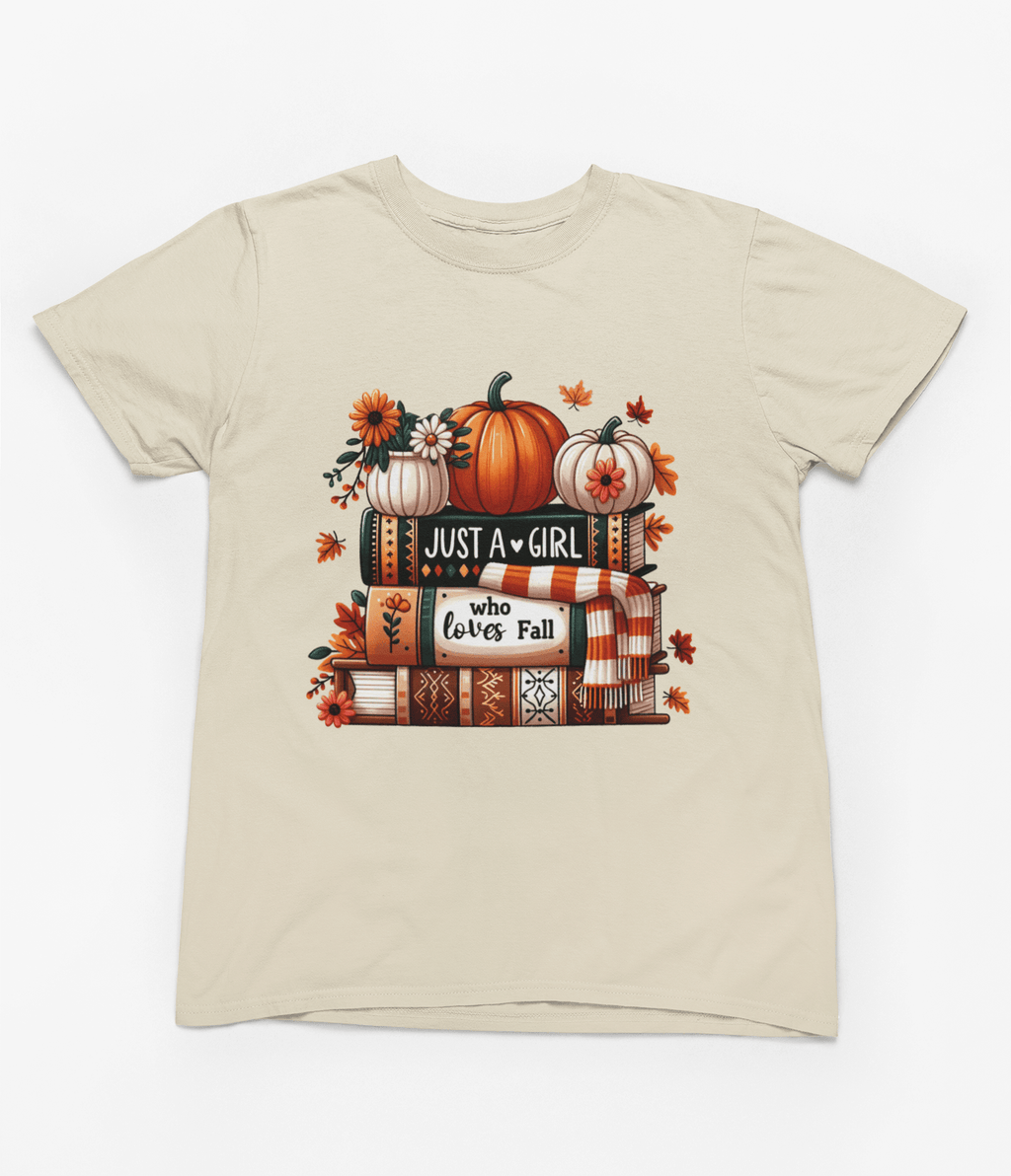 Just a Girl Who Loves Fall Sweatshirt | Cozy Autumn Jumper T-Shirt / S (Adult) / Beige gift_idea unique_gift personalised_gift