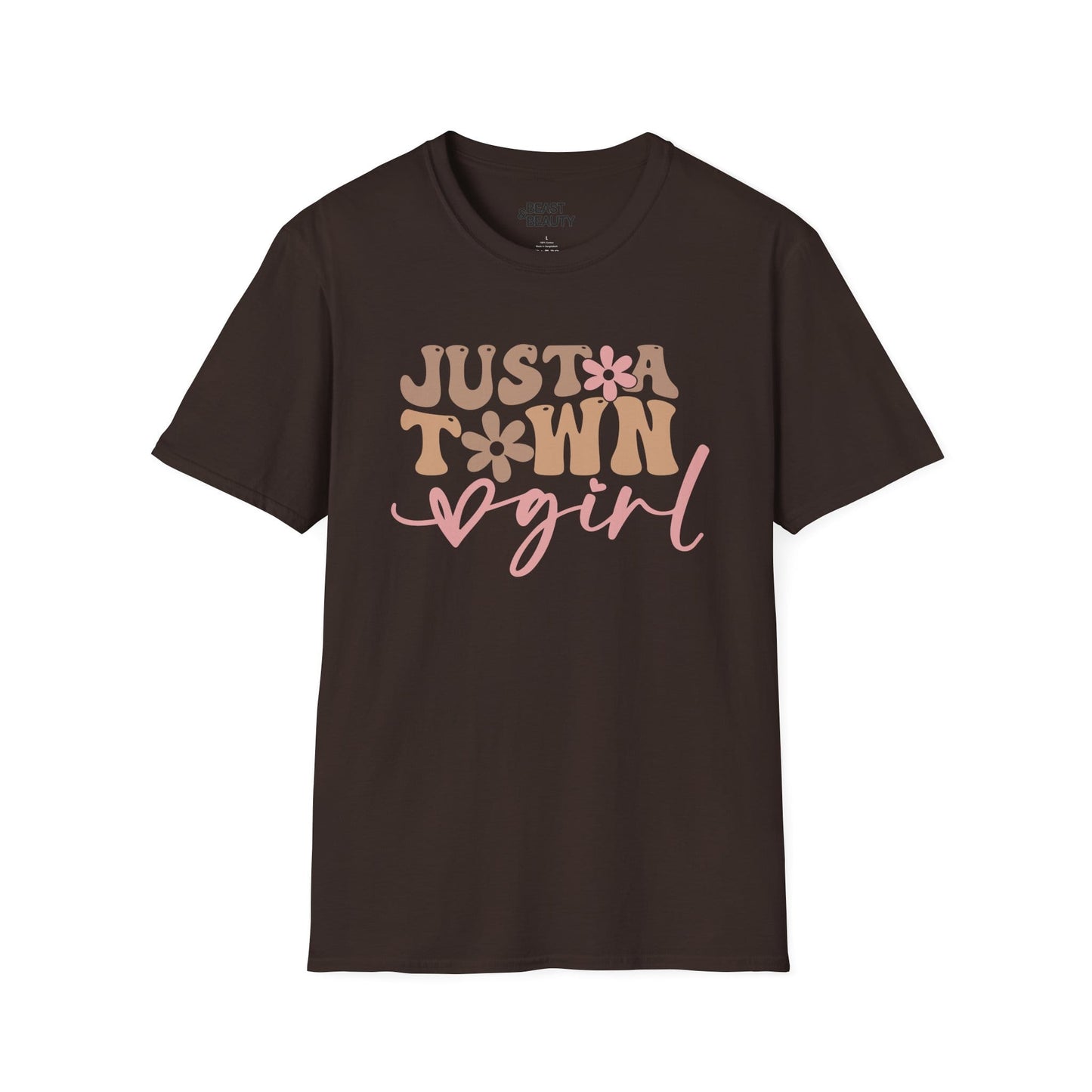 just a town girl t-shirt dark chocolate t-shirt uk cowgirl gift idea
