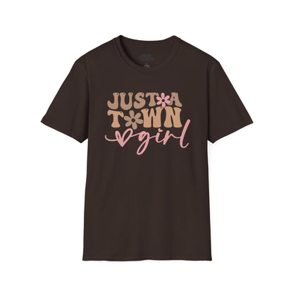 just a town girl t-shirt dark chocolate t-shirt uk cowgirl gift idea