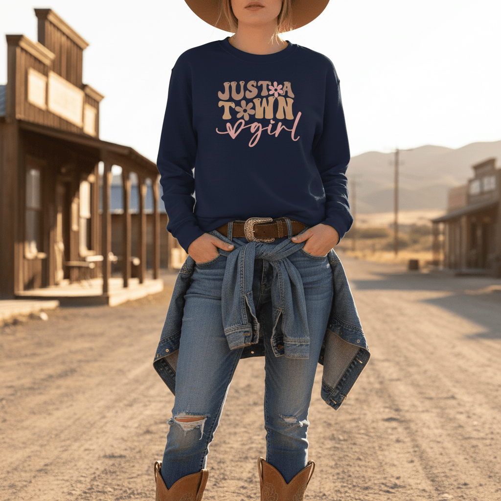 Just A Town Girl Western Sweatshirt gift_idea unique_gift personalised_gift