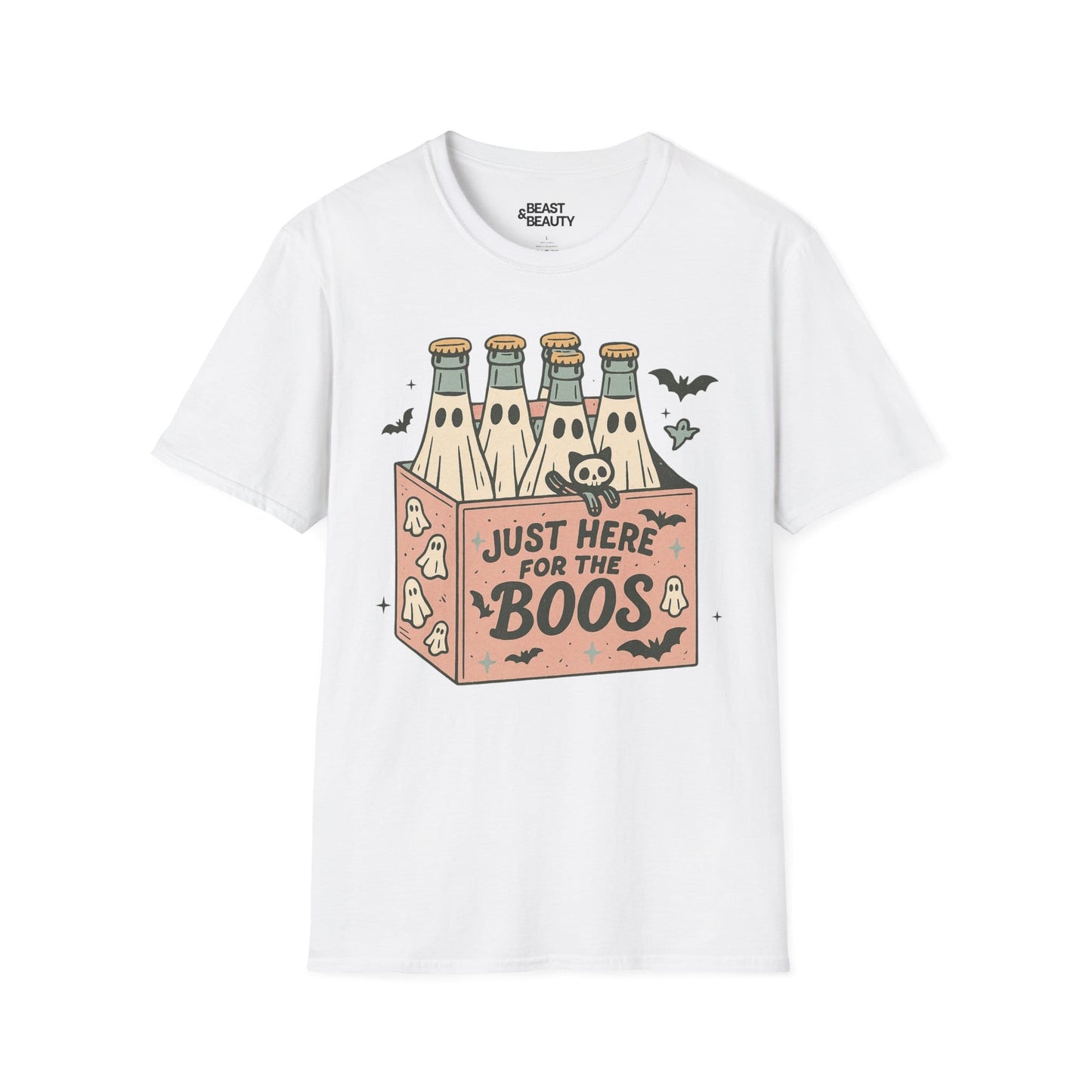 Just Here For The Boos Funny Halloween T-Shirt White / S gift_idea unique_gift personalised_gift
