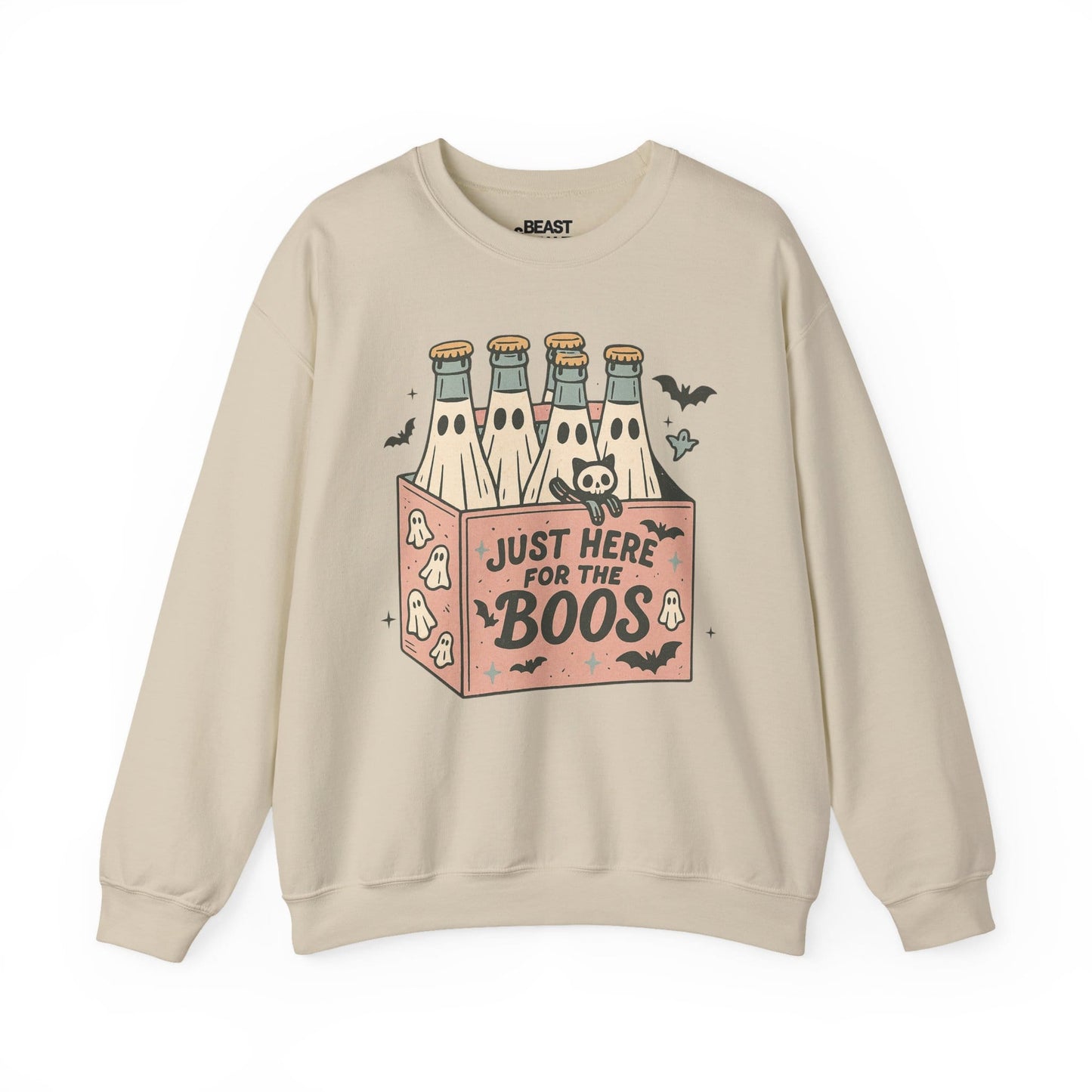 Just Here For The Boos Halloween Sweatshirt Sand / S gift_idea unique_gift personalised_gift
