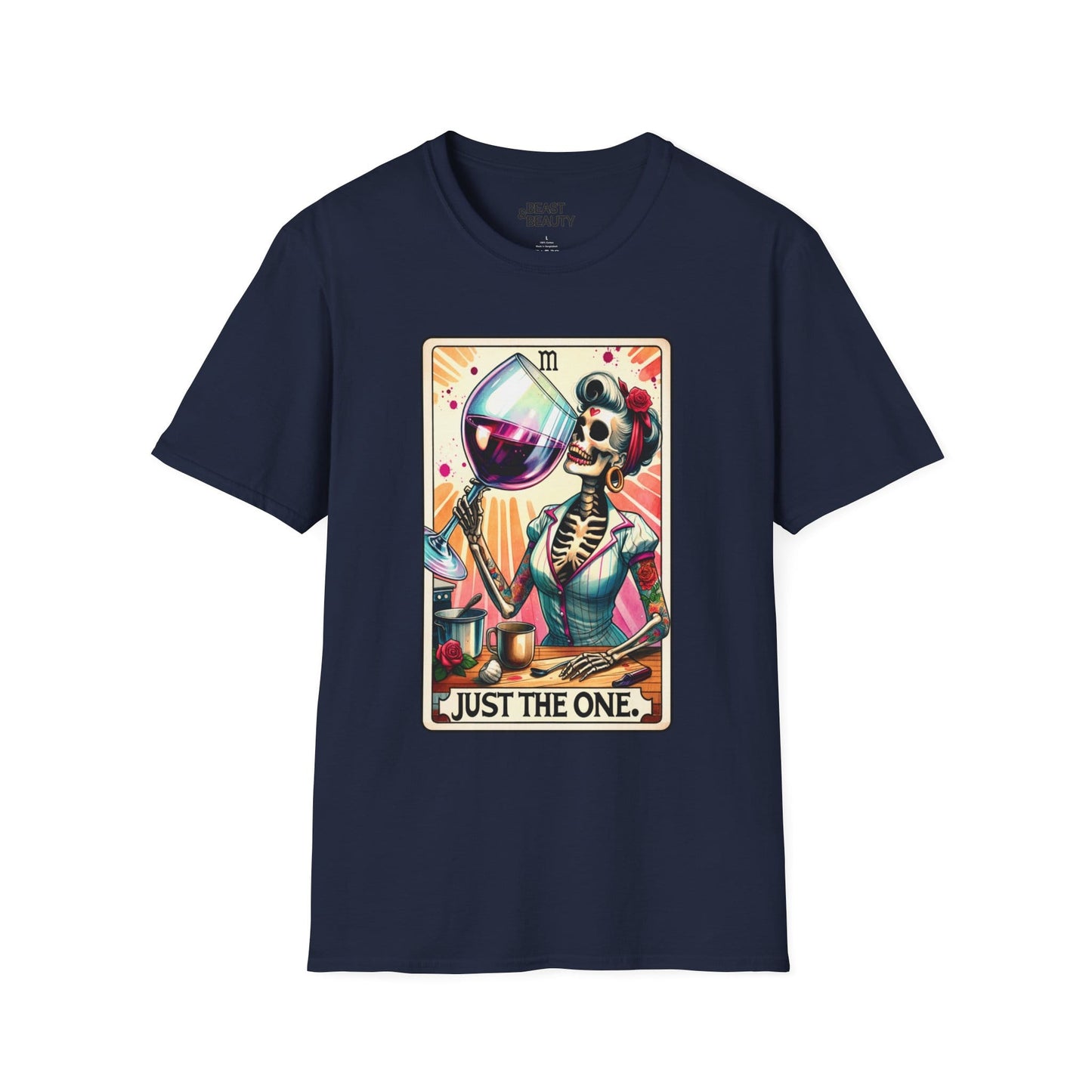 Just The One Wine Tarot T-Shirt Navy / S gift_idea unique_gift personalised_gift