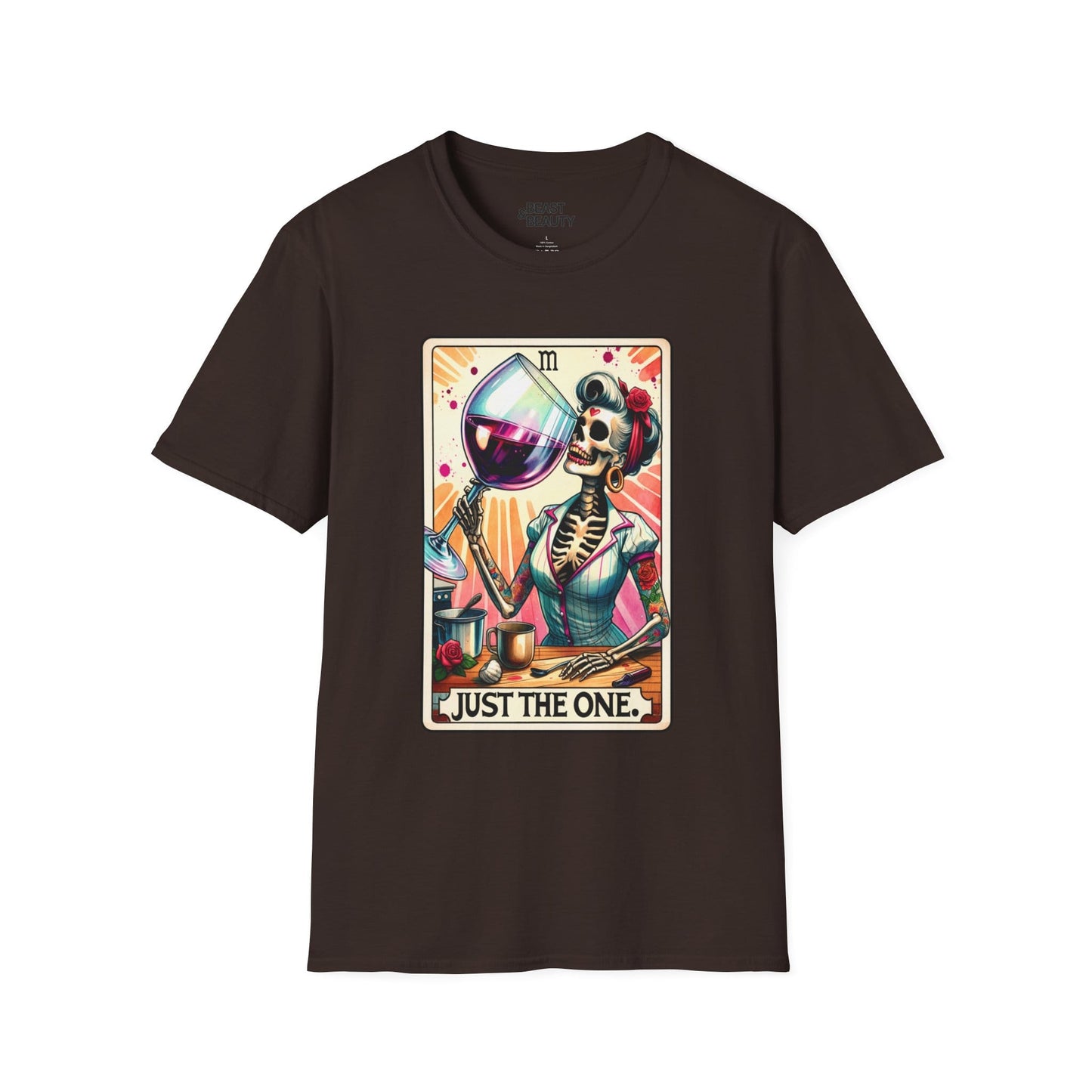Just The One Wine Tarot T-Shirt Dark Chocolate / M gift_idea unique_gift personalised_gift