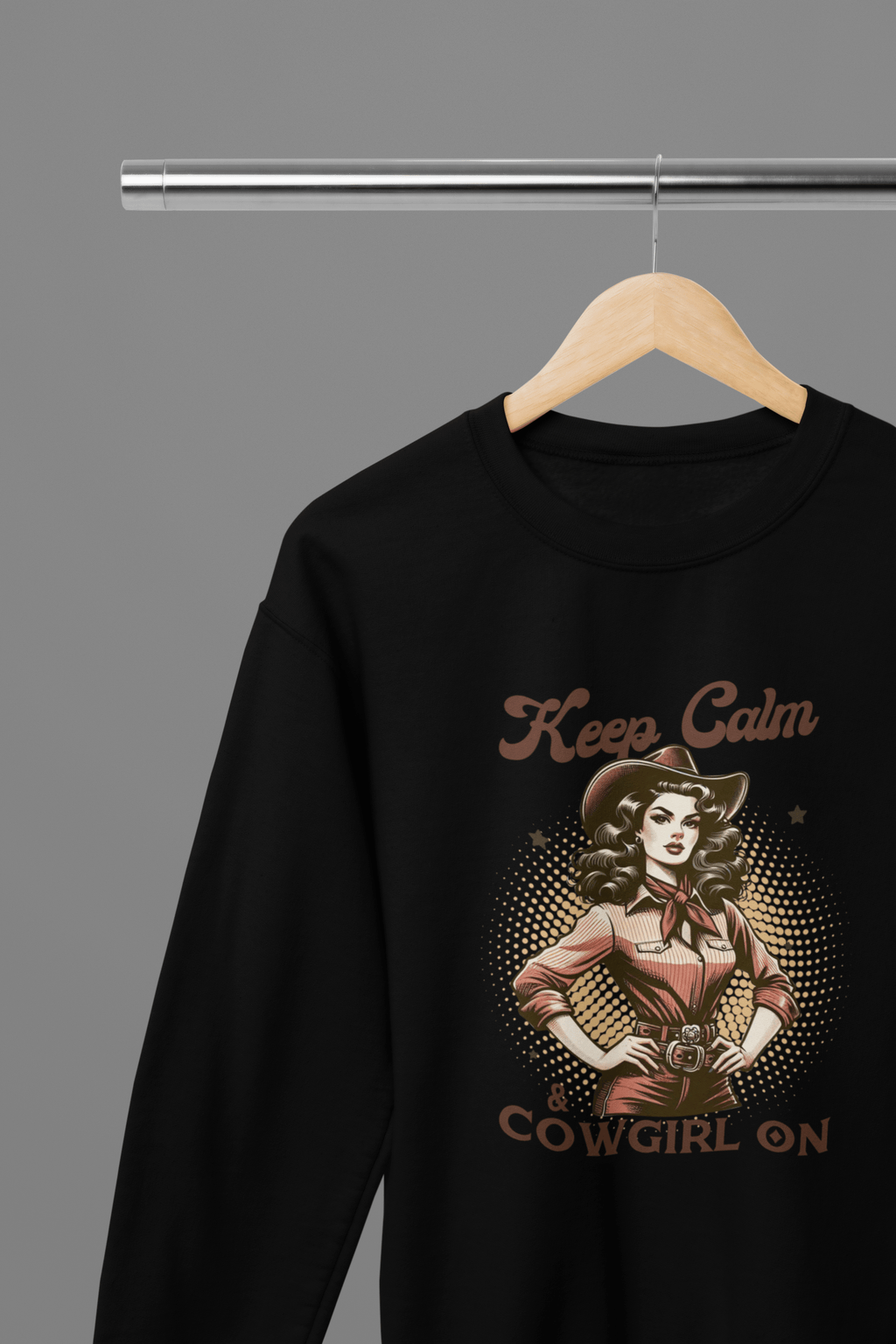 Keep Calm & Cowgirl On T-Shirt/Sweatshirt Sweatshirt / Small / Black gift_idea unique_gift personalised_gift