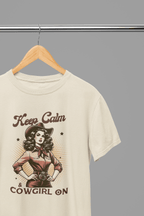 Keep Calm & Cowgirl On T-Shirt/Sweatshirt T-Shirt / Small / Beige gift_idea unique_gift personalised_gift