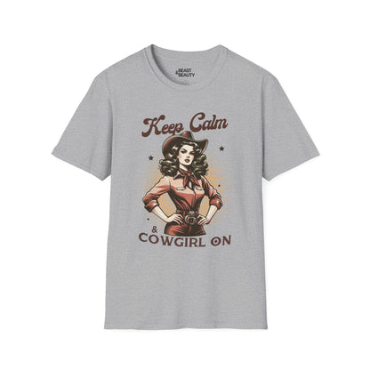 keep calm & cowgirl on t-shirt sport grey t-shirt uk cowgirl gift idea