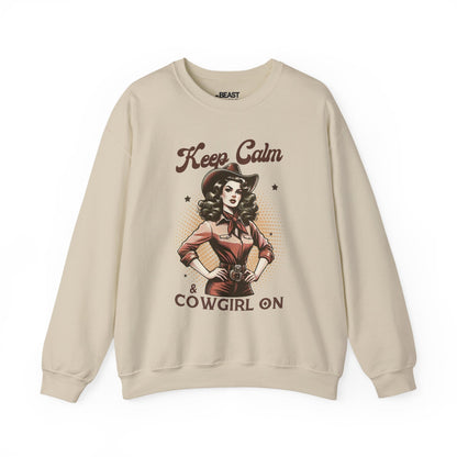 keep calm & cowgirl on western sweatshirt sand sweatshirt uk cowgirl gift idea
