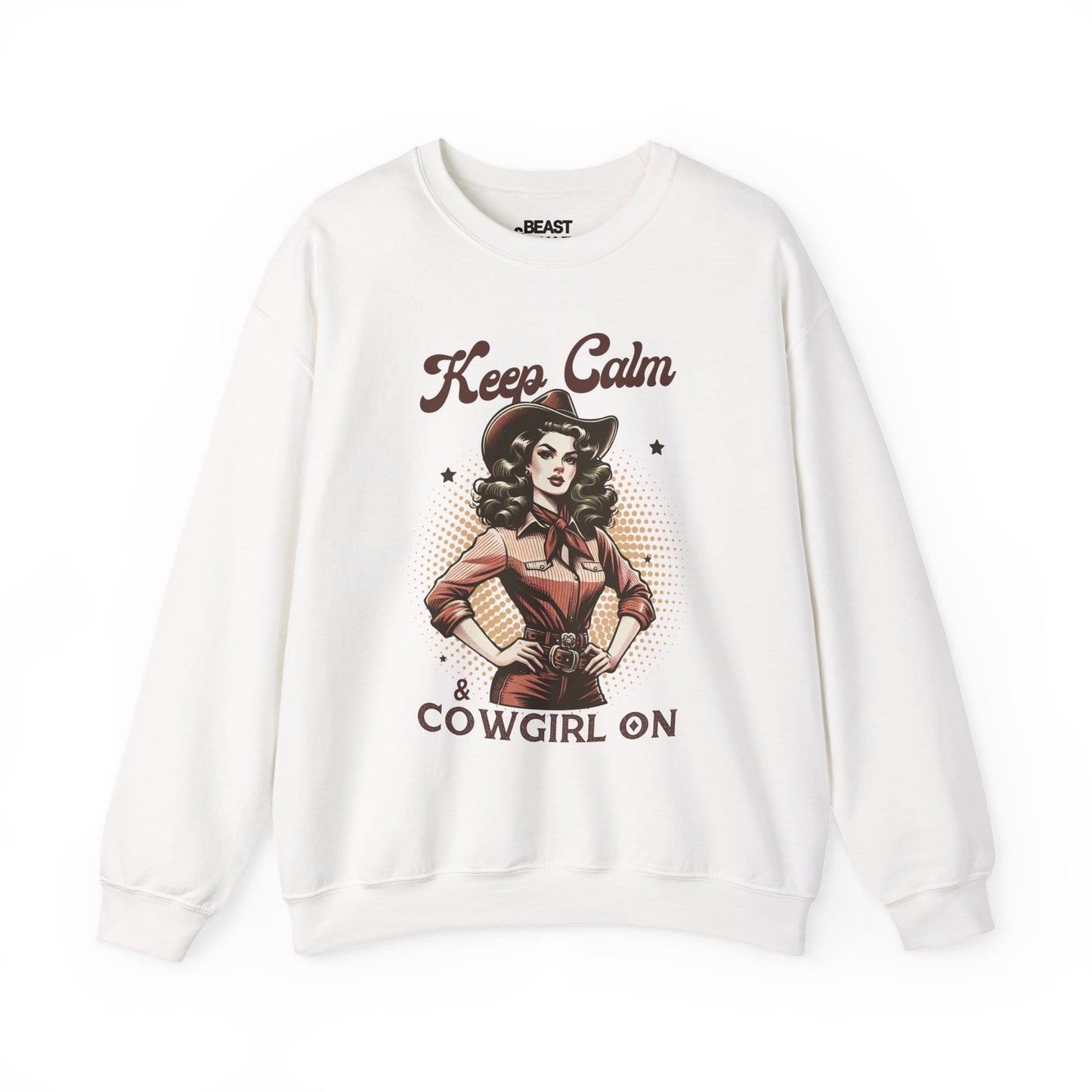 keep calm & cowgirl on western sweatshirt white sweatshirt uk cowgirl gift idea