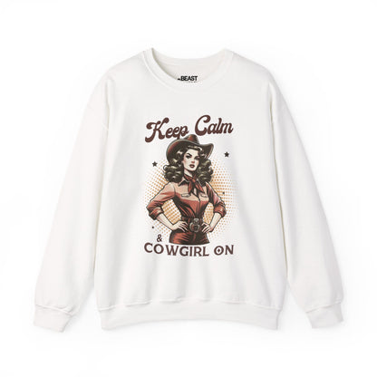 keep calm & cowgirl on western sweatshirt white sweatshirt uk cowgirl gift idea