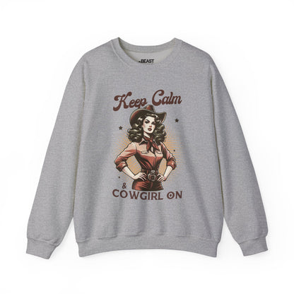 keep calm & cowgirl on western sweatshirt sport grey sweatshirt uk cowgirl gift idea