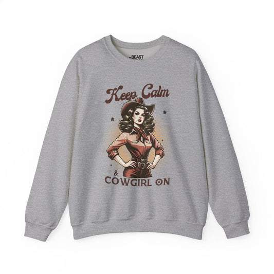 keep calm & cowgirl on western sweatshirt sport grey sweatshirt uk cowgirl gift idea