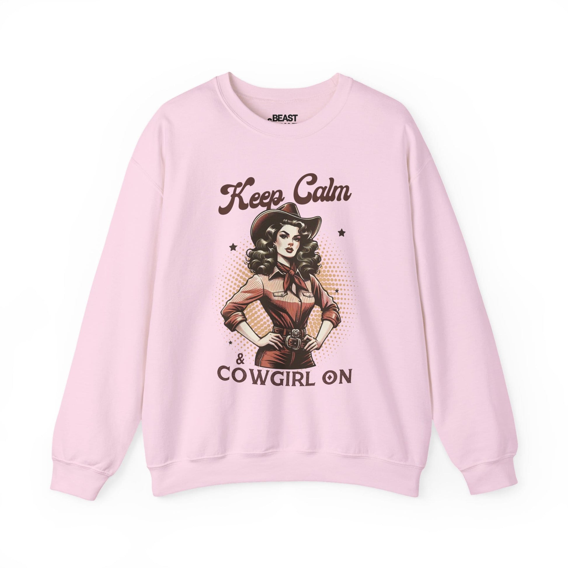 keep calm & cowgirl on western sweatshirt light pink sweatshirt uk cowgirl gift idea