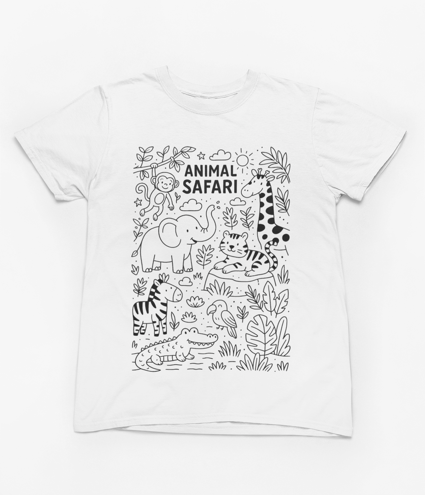My Store Kids Clothing Animal Safari Colour-In T-Shirt – Jungle Adventure Tee with Fabric Markers