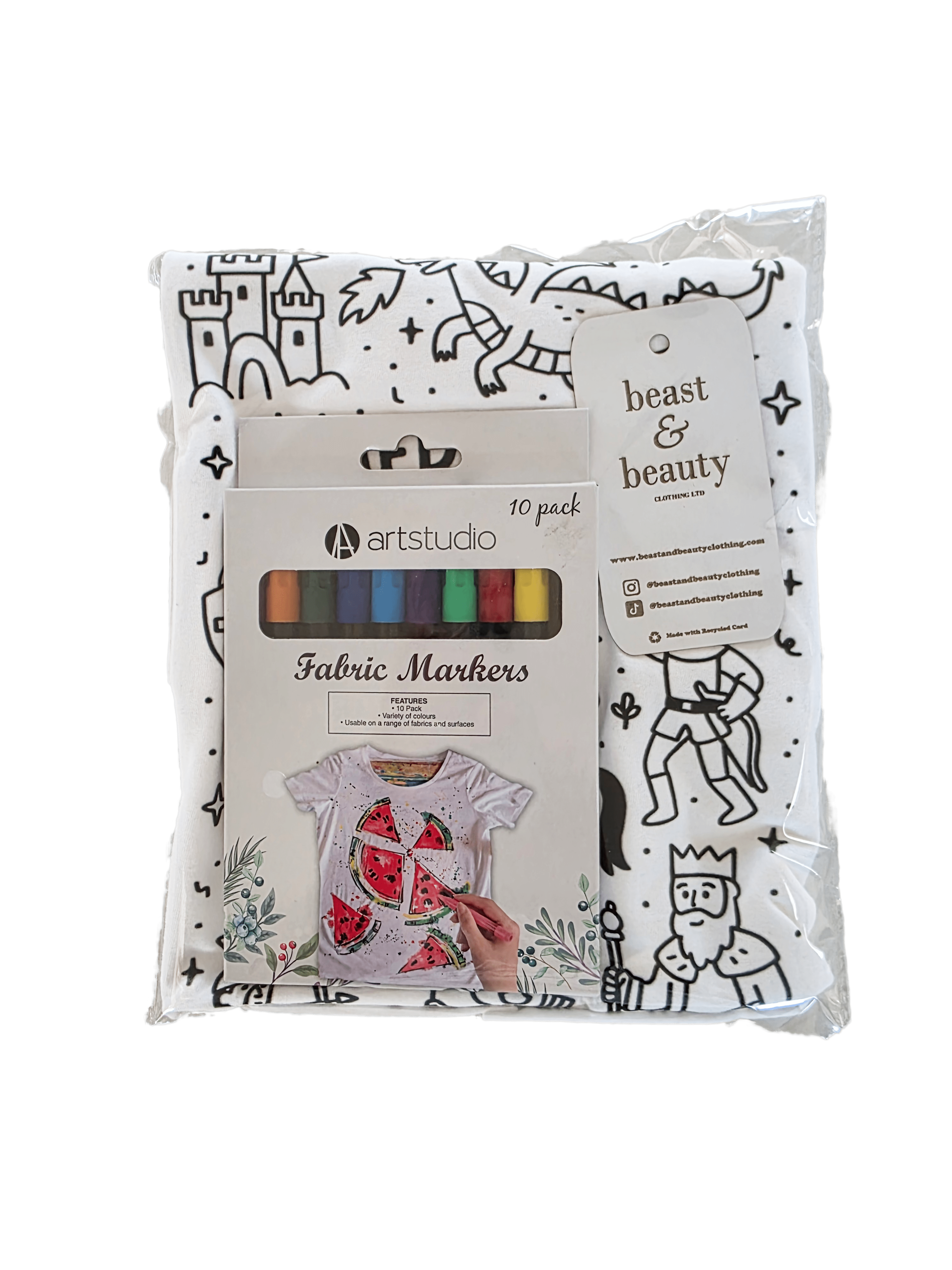 My Store Kids Clothing Birthday Party Colour-In Kids T-Shirt – Fun DIY Gift with Fabric Markers