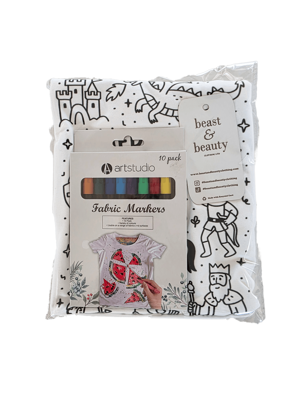 My Store Kids Clothing Magical Creatures Colour-In T-Shirt – Fun DIY Gift with Fabric Markers for Kids