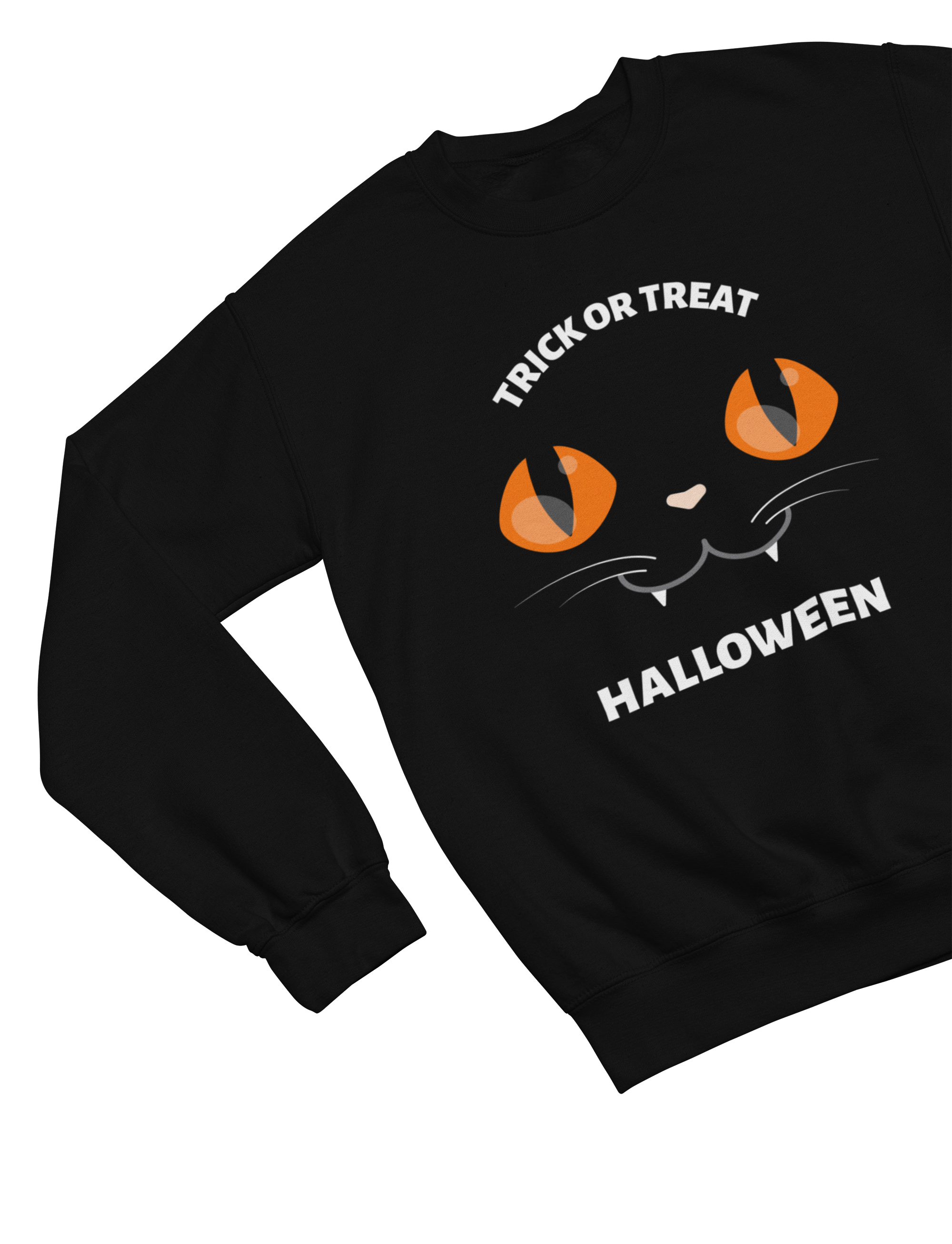Kids Trick or Treat Halloween Cat Sweatshirt | Spooky Jumper Sweatshirt / 3-4 years gift_idea unique_gift personalised_gift